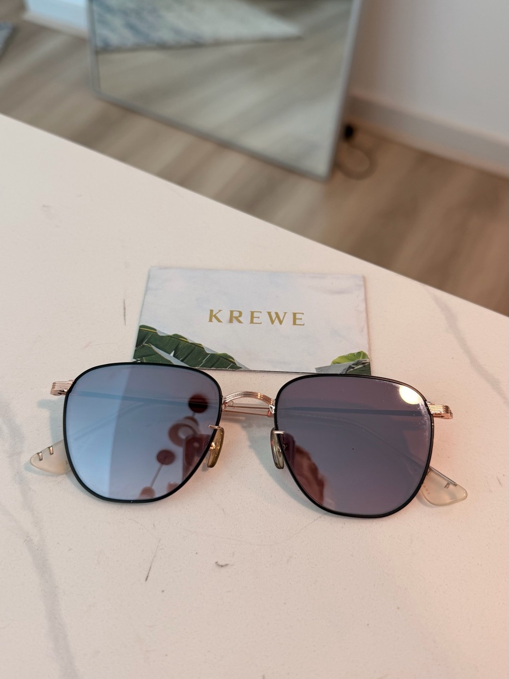 KREWE Dale Sunglasses with Cream Temples and Gold Accents